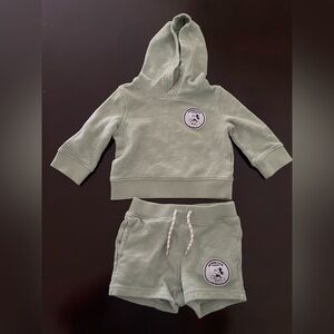 Janie and Jack x Disney Green Hoodie and Shorts Set